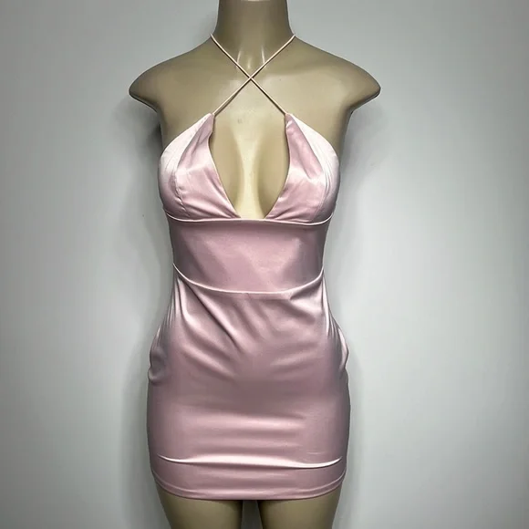 babyboo | Dresses | Babyboo Baby Pink Medium Satin Mini Dress | Poshmark
